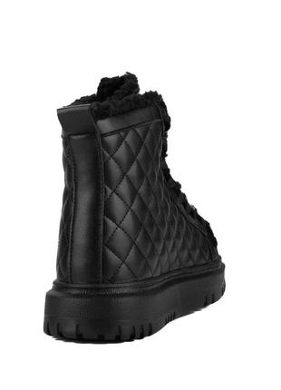 Ботинки зимние с мехом черные бежевые эко кожа6 фото