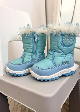 Сноубутсы голубые сапоги для девчонки с мехом снегоходы дутики дутики сапоги зимние1 фото
