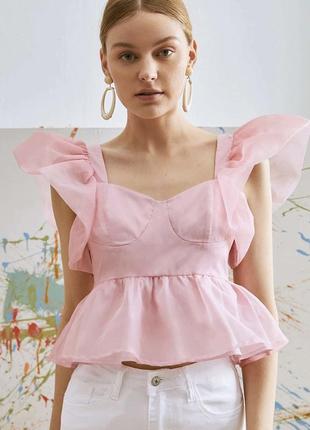 Розовый топ органза shein
