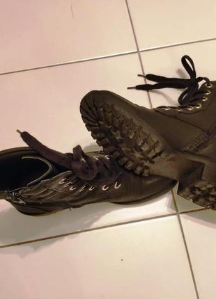 Женские кожаные ботинки 25 см. на шнурках армейские берцы на тракторной подошве2 фото
