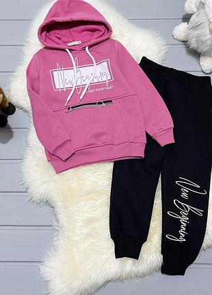 🐨теплый костюм трехнитка на флисе