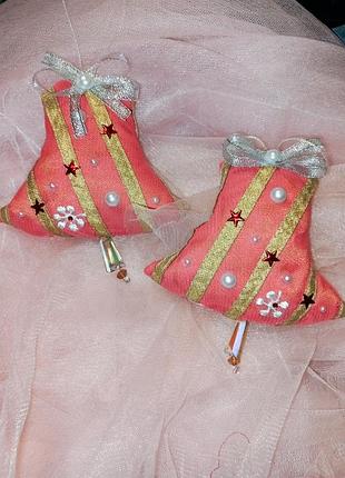 Новогодние украшения (игрушки) мягкие набор 2 шт. колокольчики