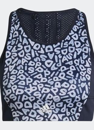 Adidas спортивний укорочений топ ліф бюст-бра з 3 смужками farm rio aeroready