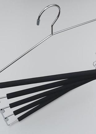 Плечики вешалки тремпеля для брюк металлические в поролоновом покрытии лестница 5-ти ярусная, длина 40 см7 фото