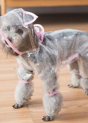 Дождевик для собак прозрачный (размер l ) розовый1 фото