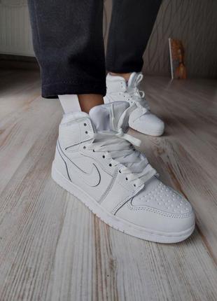 Кроссовки зимние nike air jordan 1 retro white winter