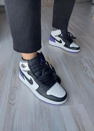Кросівки жіночі nike air jordan 1 retro purple black2 фото