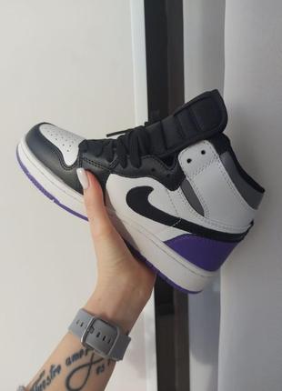 Кросівки жіночі nike air jordan 1 retro purple black6 фото