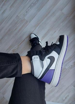 Кросівки жіночі nike air jordan 1 retro purple black3 фото