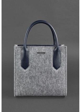 Фетровий жіноча сумка-кроссбоди blackwood з шкіряними синіми вставками