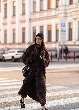 Довга шуба oversize з дуже щільного теплого еко хутра 🐏