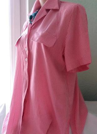 Вискозная блуза в розовую клетку,46-50разм.,canda,пог-56см..2 фото