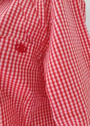 Блуза коттоновая в червону клітинку,52-56разм.,пог-60см..5 фото