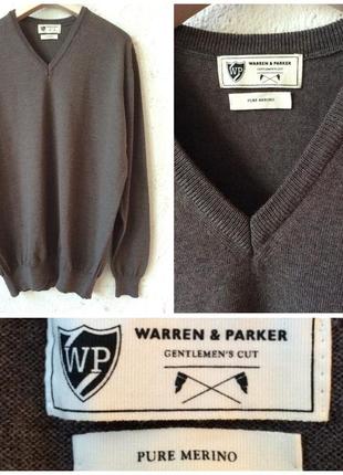 Warren and parker merino extra fine пуловер з мериносової вовни v-neck