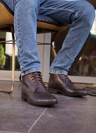 Зимние мужские броги ботинки. удобные, стильные и практичные