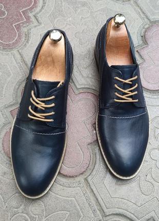 Мужские туфли синего цвета 41 размер на стопу 26,8 см.4 фото