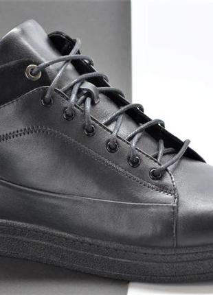 Мужские комфортные зимние кожаные ботинки черные kadar 42509881 фото