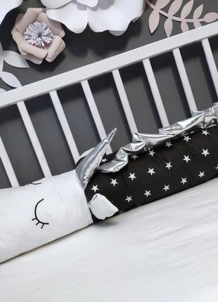 Подушка-валик, інтер'єрна подушка, позиціонер, бортик, подушка-єдиноріг1 фото