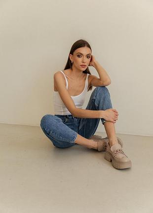 Бежеві туфлі-оксфорди з натуральної шкіри 👗🇺🇦