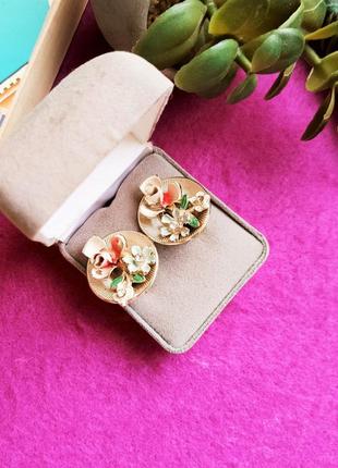 Клипсы с цветочным мотивом, 50-е, винтаж