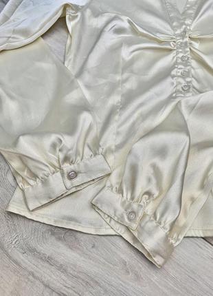 Атласная блуза блузка цвета слоновой кости5 фото