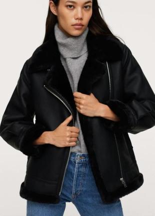 Mango,zara дубленка,куртка, шубка авиатор оверсайз тепла