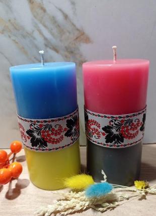 Свічки, українські свічки, патріотичні свічки, декоративні свічки, набір патріотичних свічок1 фото