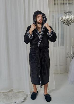 Чоловічий халат довгий халат на запах чорний халат чоловіку на подарунок 🎁 махровий халат якість 🔥🔥🔥2 фото
