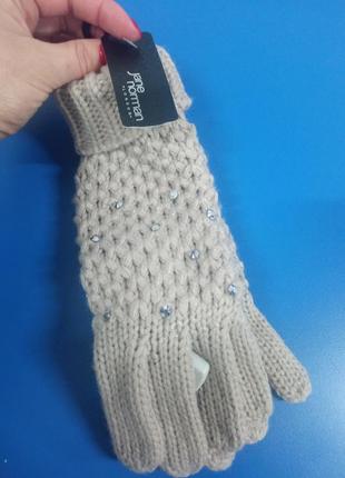 Продам теплые перчатки со стразами 2