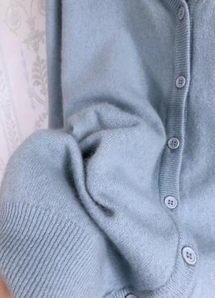 Стильный шерстяной голубой кардиган на пуговицах шерсть альпака7 фото