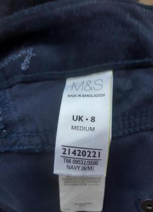 Темно-синие бархатные микровельвет джинсы m&s indigo collection10 фото