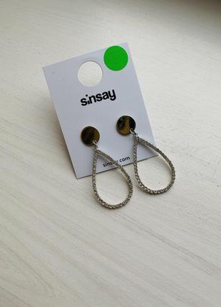 Серьги новые под серебро капля нарядные