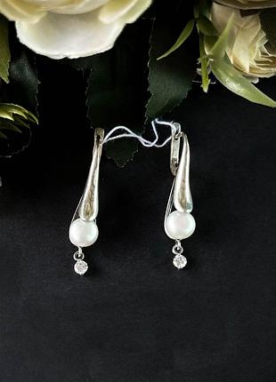 Сережки з перлами німфа, срібло 925 проба