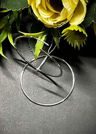 Серебряные серьги кольца, 925 проба, 4 см2 фото