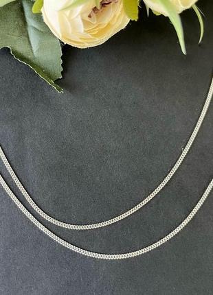 Серебряная цепочка, панцирное плетение размер 50 см