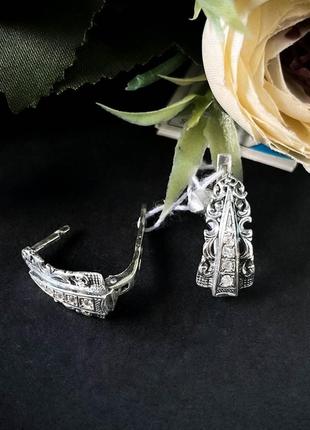 Серебряные серьги ажурные, 925 проба