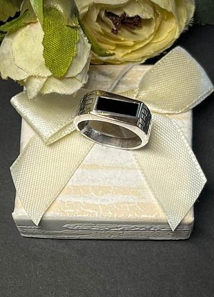 Серебряная мужская печатка с пластиной золота, 18 размер