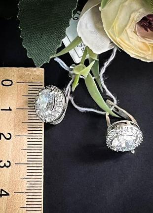 Серебряные серьги с белым камнем, 925 проба2 фото