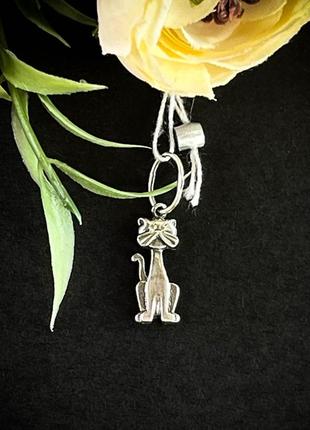 Кулон серебряный кот, 925 проба