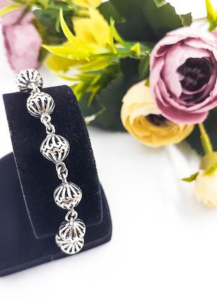 Женский серебряный браслет, без камней, размер регулируется 18-20 см