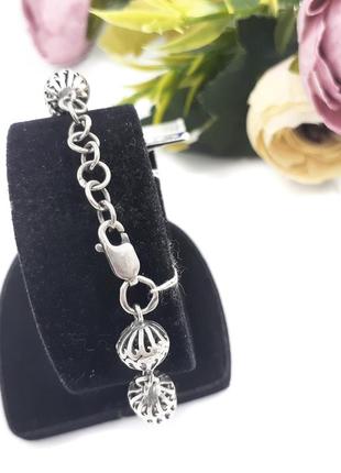 Жіночий срібний браслет, без каменів, розмір регулюється 18-20 см2 фото