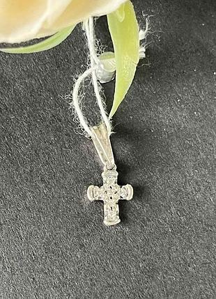 Серебряный крестик с фианитом, 925 проба