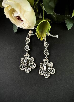 Серебряные серьги длинные, 925 проба