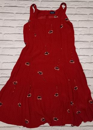 Красный сарафан, яркий сарафан с маками, платье с маками миди, сарафан на бретелях красный