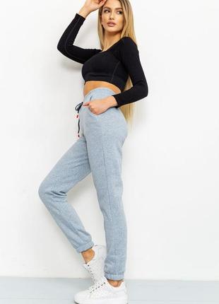 Базові теплі жіночі спортивні штани на флісі утеплені спортивні штани з начосом зимові сірі спортивні штани з флісом спортивні штани на манжетах2 фото