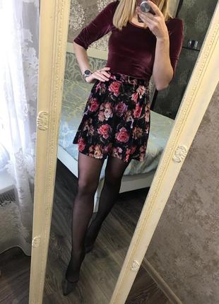 Бархатная юбка в цветы2 фото