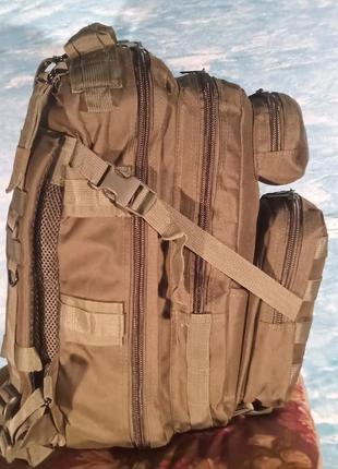 Рюкзак тактический  военный 25 литров прочная ткань и фурнитура цвета хаки3 фото