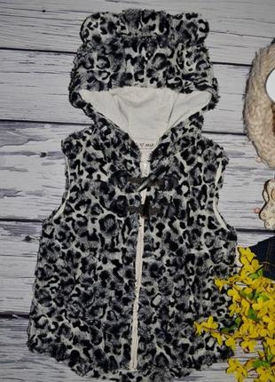 4 - 5 лет 104 - 110 см обалденная модная фирменная красивая теплая жилетка жилет с ушками2 фото
