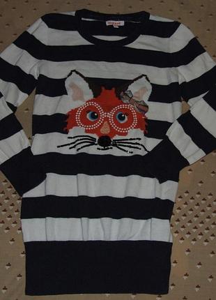 Хлопковое платье теплое туника девочке 8 - 9 лет bluezoo