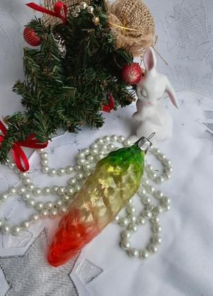 Шишка 🎄☃️🚦светофор елочная новогодняя игрушка советская раритет стекло литое цветное ретро